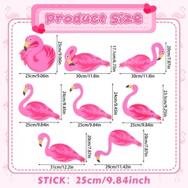 Yuntau 50 Pcs Pink Flamingo Yard Signs with 100 Stakes 8 Styles Patio Decoration Reversible Flamingo Lawn Signs Summer Beach Tropical Yard Stakes for Outdoor Garden Lawn Patio Walkway Party Favors