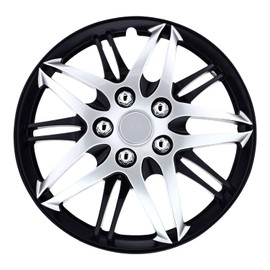 Pilot Automotive WH544-16C-BLK-AM 16 Inch Formula Performance Series Black & Chrome Universal Hubcap Wheel Covers For Cars - Set Of 4 - Fits Most Cars,Silver w/ Black