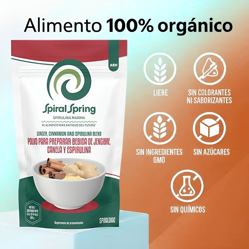 Alga Spirulina Canela Jengibre Pack 2 Bolsas De 200grs