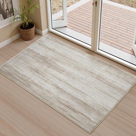 tchdio Abstract Area Rugs for Entryway - 2x3 Washable Rugs Non Slip, Small Modern Abstract Carpet Ultra Soft Doormat, Low Pile Rugs for Entrance Indoor Front Door Mat Brown