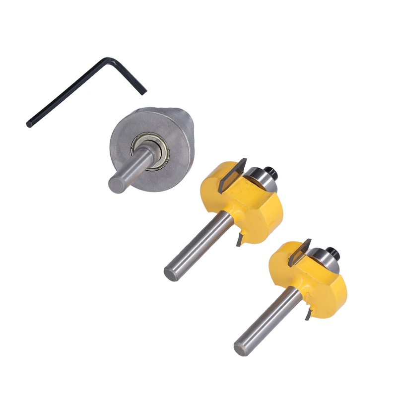 Router Bit 1/4in Shank Multi Grooved with 6Pcs Bearing 1/8in