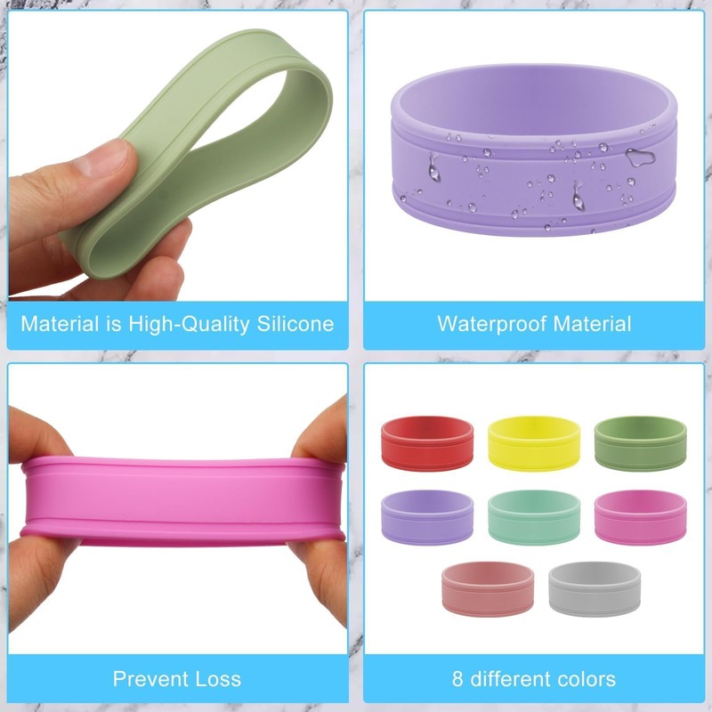8PCS Silicone Baby Bottle Labels for Daycare - Reusable Writable
