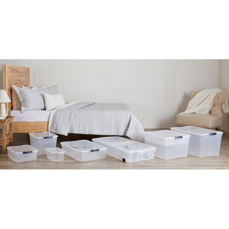 Rubbermaid Cleverstore 6 Qt Clear Storage Bins with Lids, 12-Pack,