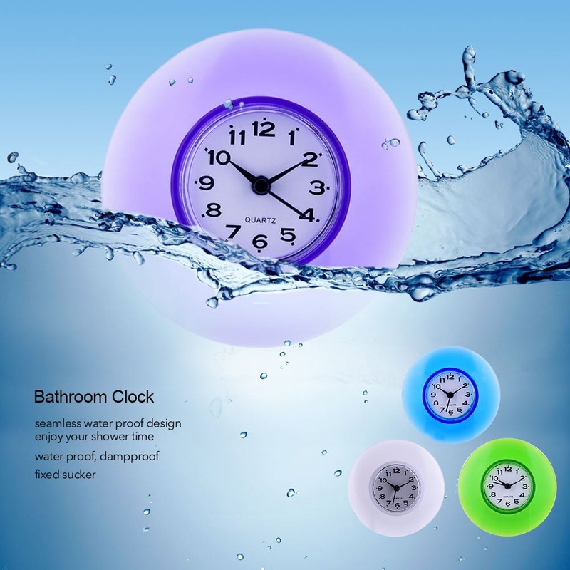 Samfox Wall Clock, Suction Wall Clock Waterproof Quartz Clocks for