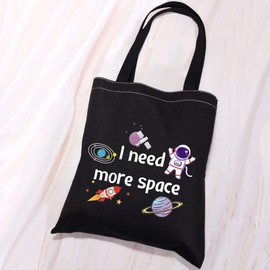 VAMSII Outer Space Tote Bag I Need More Space Astronaut Tote Bag Space Lover Gifts Space Astronomy Gifts Grocery Shopping Bag (Tote Bag), Large
