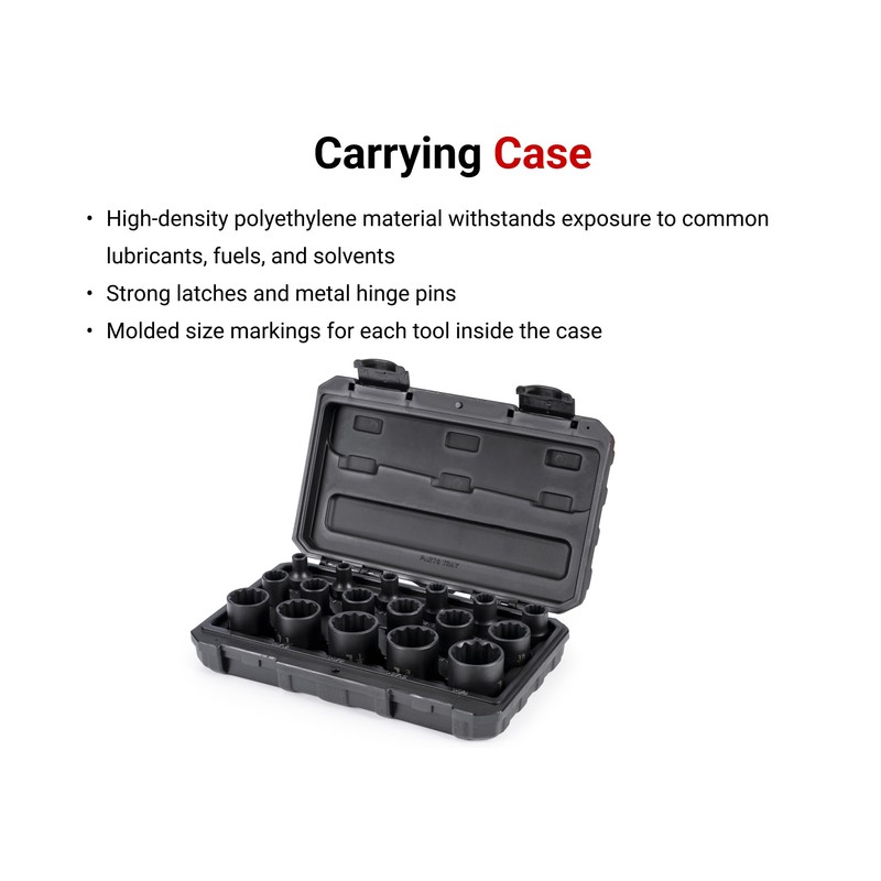 TEKTON 1/2 Inch Drive Shallow 12-Point Impact Socket Set with