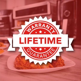 Aria Air Fryers 2Qt Retro Style Ceramic Build, Small Compact Size Airfryer, Easy Clean & Dishwasher Safe, Ceramic Nonstick Teflon Free Small Convection, Red/Black Trim & Basket Handle