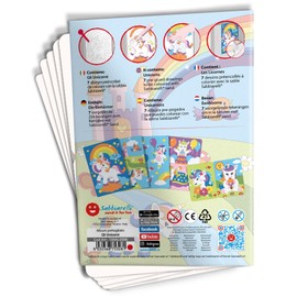 Sabbiarelli Sand-it For Fun Album Unicorns: 7 Pre-Glued Drawings, to Paint with Sand (Sand Not Included), Sand Pictures for Children from 5+