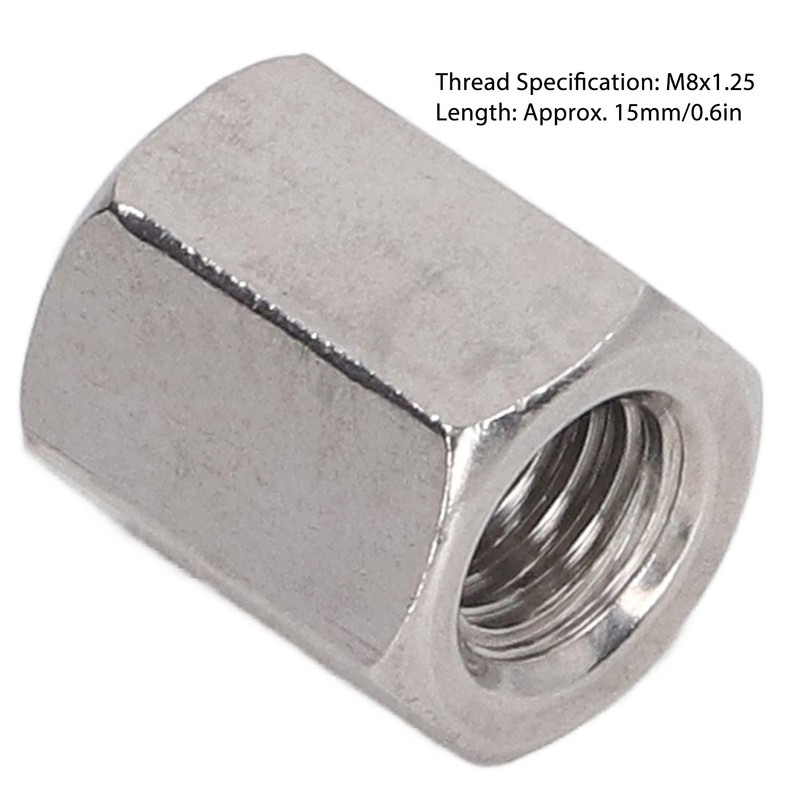 20 Pcs Hex Coupling Nut M8x1.25 L15mm 304 Stainless Steel