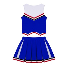 HULIJA Kids Girls Cheerleading Outfits with Shorts Sleeveless Sports Dress Cheer Uniform Performance Costume Royal-Blue 10 Years