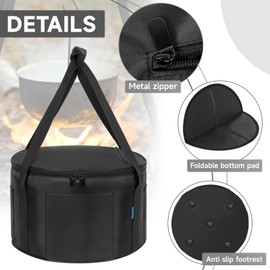 OUUTMEE Dutch Oven Bag for 12 Inch Dutch Oven, Carry Bag Extra Pockets and Sturdy Handles