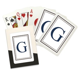 Lantern Press Monogram, Estate, Gray and Blue, G (52 Playing Cards, Poker Size Card Deck with Jokers)
