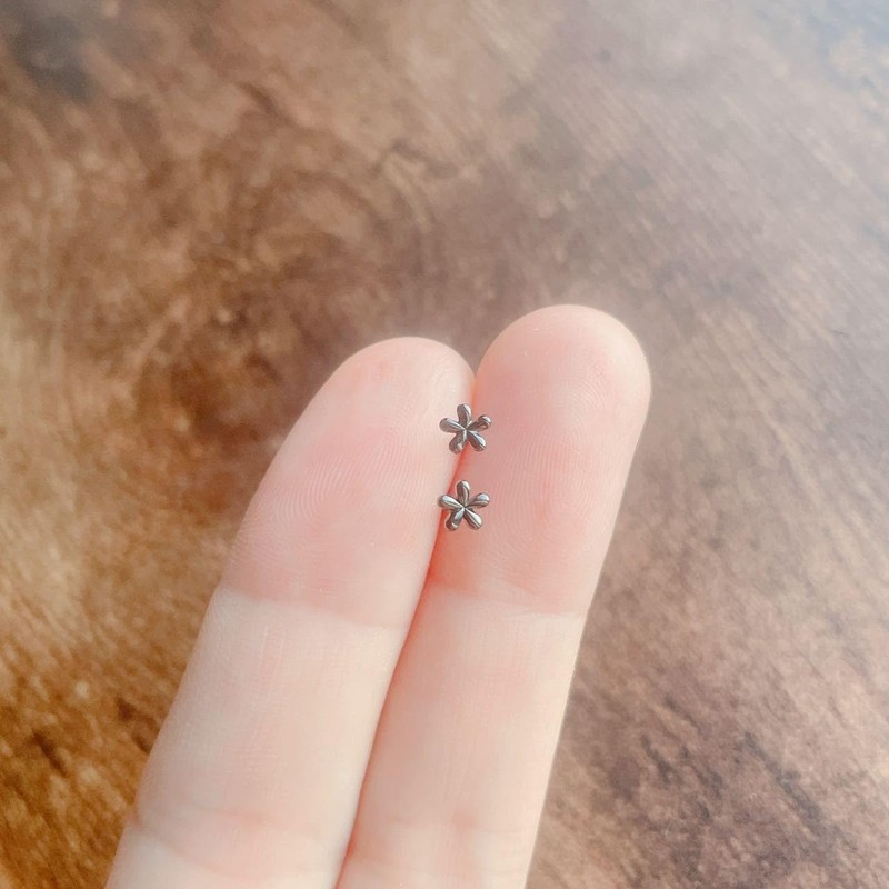 Silver 925 Earrings, Flowers, Small, Small, 0.2 inches (4 mm),