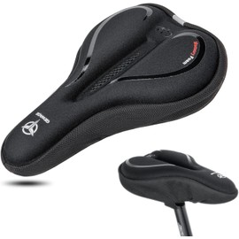 GEWAGE Bicycle Seat Cover - Comfortable Gel Bicycle Saddle Cover with Breathable Wood Design, Shock Absorbing Bicycle Seat Cover for Men and Women - Ideal for Indoor and Outdoor Cycling