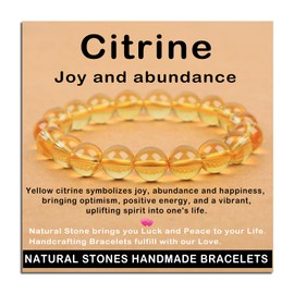 AD Beads Handmade Gemstone Stretch Elastic Bracelet Crystal Healing Reiki Nature's Beauty and Spiritual Essence Unisex (10mm, Citrine (Joy and abundance))