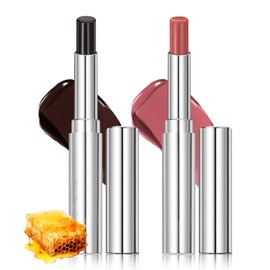 2PCS Honeynoir-Pink Honey Lipstick, Moisturizing Lip Color, Nourishing Lip Balm, Black Honey Lipstick Suitable for All Skin Tones, Natural Lip Care, Long-Lasting Moisturization Non-Sticky