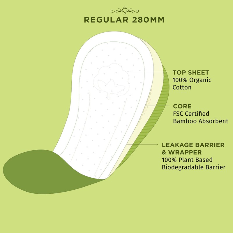 Pee Safe Biodegradable Sanitary Pads - Regular (Pack of 10)