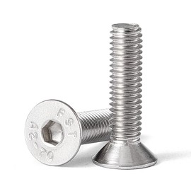 M6-1.0 x 55mm Flat Head Hex Socket Cap Screws Countersunk Bolts, 304 Stainless Steel, Metric Allen Socket Drive, Fully Threaded, Bright Finish, 25PCS