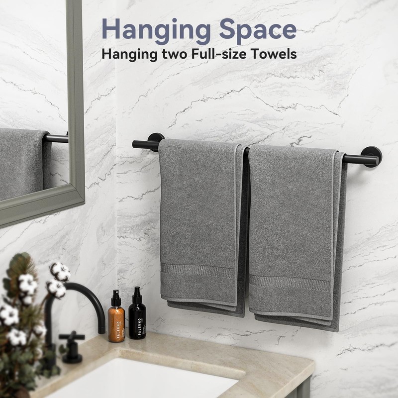 Bubxo Matte Black Towel Bar Set, 24 Inch Bathroom Hardware