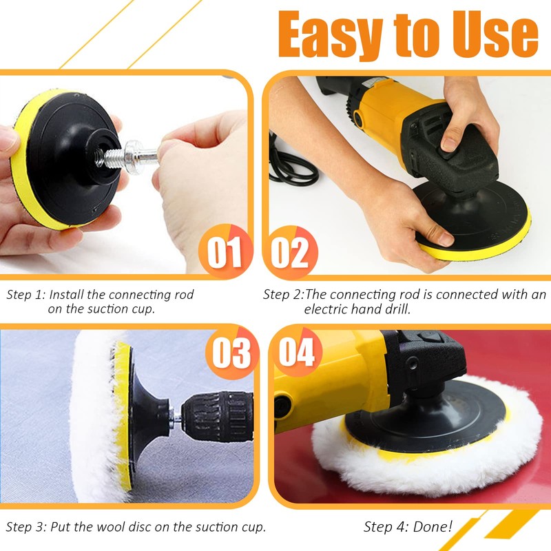 Rustark 10Pcs Polishing Wheel Wool Buffing Pad Microfiber Pads Assortment