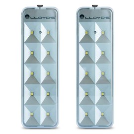 Lámpara de Emergencia Portátil Recargable con 10 LEDs SMD, 2 Niveles de Intensidad con Duración Hasta 10 Horas y Encendido Automático al Fallar la Luz, Clavija Retráctil (Paquete de 2)