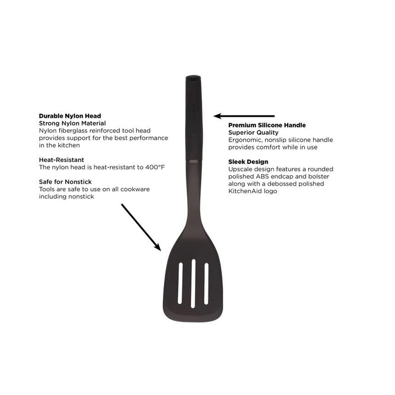 KitchenAid Classic Nylon Slotted Turner, 13.66-Inch, Black