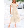 PRETTYGARDEN Women's Smocked Midi Tulle Dress 2025 Summer Puffy Short