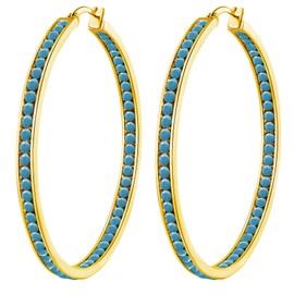 IUITY Medium Gold Hoop Earrings for Women Stainless Steel Hypoallergenic Created Turquoise Earrings Large Hoops Crystal Big Hoops Earrings Christmas Birthday Party Gift for Jewelry 40mm, 40mm,