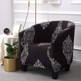 WOMACO Club Chair Slipcover Printed Stretch Armchair Tub/Round Barrel Swivel Chair Covers with Elastic Bottom Sofa Furniture Protector (2, A14)