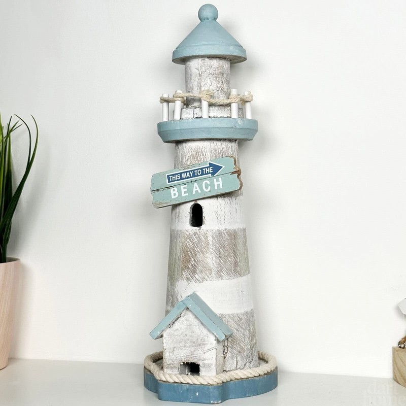 Wooden Lighthouse Ornament Nautical Beach Sign Seaside Bathroom Decoration Gift