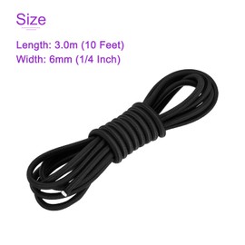 DMiotech 6mm Shock Cord, 3 M Black Bungee Cord Tent Pole Shock Cord Round Elastic Kayak Rope Stretch String Marine Grade Heavy Polyester for DIY Projects Tie Downs