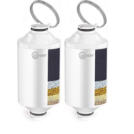 CoolWAY High Power Shower Filter VC Activated Carbon Cartridge - Removes Chlorine, Heavy Metals and Impurities in Hard Water, Easily Replaceable (Lemon Scented)