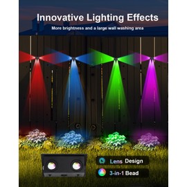 4 Pack Color Changing Solar Powered Fence Lights Outdoor Decorative LED Waterproof Yard Lamps for Outside Wall, Deck, House Patio, Rail, Stair, Yard, Pool, 7 Colorful Modes, Easy 1-Min Installation