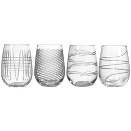 Rolf Glass Symmetry Stemless Wine Glass| 17oz Stemless Tumblers | Proudly Made in the USA | Lead-Free and Diamond-Wheel Engraved | Set of 4