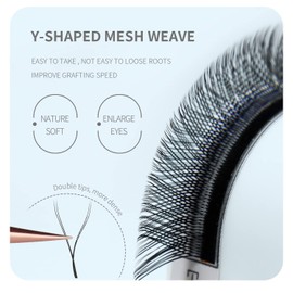 ANNAFRIS 4D YY Shape Eyelash Extension Makeup Mesh Net Cross 0.07 C Curl 8-12mm Mix 2D Y Shape Premade Fans Lash Extension Hand Woven Natural Soft Light Mink False Lashes (0.07 C, 8-12mm Mix)