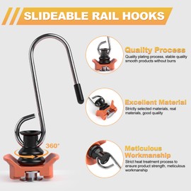 Idong Airline Rail Accessory Hooks Pack of 8 - Single End Fitting Airline Rail Fitting & Edging Strips Hooks, Robust Accessories for Lashing Rails up to 50 kg, Ideal for Transport and Attachment
