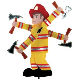 Whirligig Spinner Fireman 20" – Heroic Firefighter-Themed Design, Weather-Resistant Outdoor Decor, Durable & Lightweight for Patios, Yards, and Gardens - Eye-Catching Wind Spinner