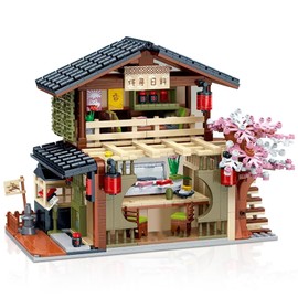 Hallisun Toy Building Block, Japanese Sushi Shop Model Kit, Compatible Regular Size Brick, Creative Construction, Shop House City View, Birthday Gift for Adult Children Kids Boys Girls 8+ 763 PCS