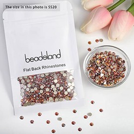 Beadsland Flat Back Crystal Rhinestones Round Gems for Nail Art and Craft Glue Fix, Amber, 4.6-4.8mm, SS20/1440pcs