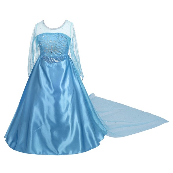 Dressy Daisy Little Girls Ice Princess Costumes Birthday Halloween Christmas Fancy Dress Up with Long Train Size 10-12 Style G