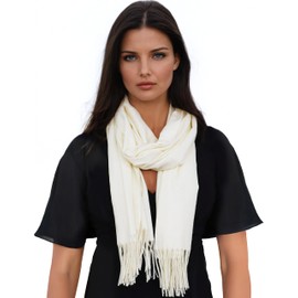 Ocomfly Scarf for Women - Gift Boxed, Ultra Soft and Warm, Cozy Shawl and Wrap, Pure Pashmina, Better than Cashmere, Oversized & Lightweight, Luxury Evening Womens Scarves - White