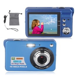 Digital Cameras for Photography, 4K 48MP Vlogging Camera, Pocket Camera with 2.7in LCD Display 8x Zoom, Anti Shake Continuous Shooting, for Adult Seniors Beginner (Blue)