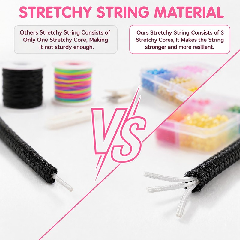 Kanzith Bracelet String,4Roll Elastic Cord with Scissors and Beading Needle