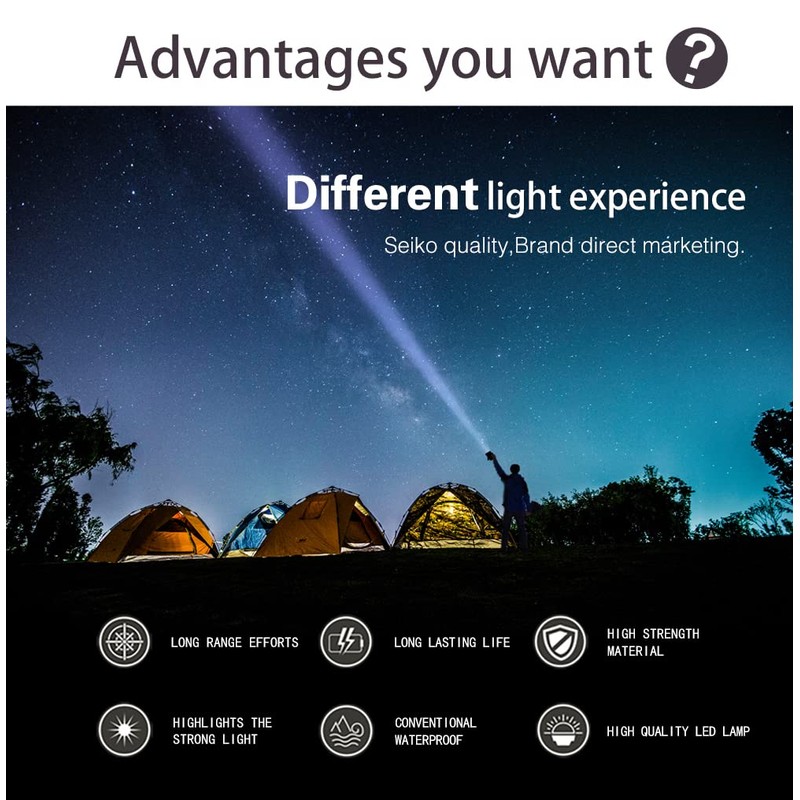 Rechargeable Spotlight, Super Bright Flashlights High Lumens, LED Searchlight with