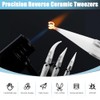 Evponk 3 Pcs Precision Reverse Ceramic Tweezers Set, Non-conductive, Heat