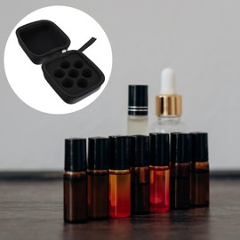 FOMIYES Compact Perfume and Essential Oil Travel Organizer - Black Miniature Storage Pouch for Bottles - Includes Single Essential Oil Storage Box Handy Pocket Perfume Bag