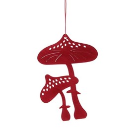 Festive Productions 12cm Red Wooden Mushroom Hanging Decoration – Christmas Tree Ornament - Christmas Tree Decorations, Hanging Christmas Decorations