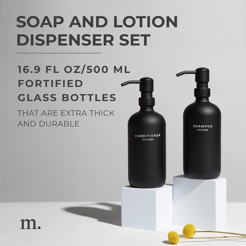 MaisoNovo Black Hand Soap Dispenser for Bathroom Set | 16.9
