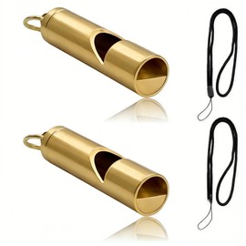 2 Pack Loudest Brass Whistle Premium Emergency Whistle,Fit for Outdoor Camping Survival Whistle On The Key Chain or Hang Around Your Neck