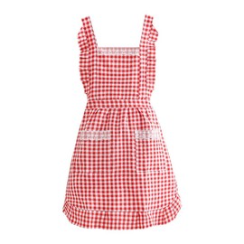 RchleaKry Cute Apron for Women with Pockets, Classic Vintage Apron, 34'' x 27'' Cooking Apron, Perfect for Cafe Shop, Baking, Cooking (Red)